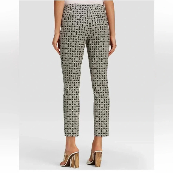 Tory Burch "CALLIE" CROPPED JACQUARD ANKLE PANTS IN  IVORY/BLACK size 8 - Picture 6 of 15